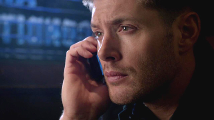 Dean reluctantly takes Sam's call. Dean reluctantly takes Sam's call.